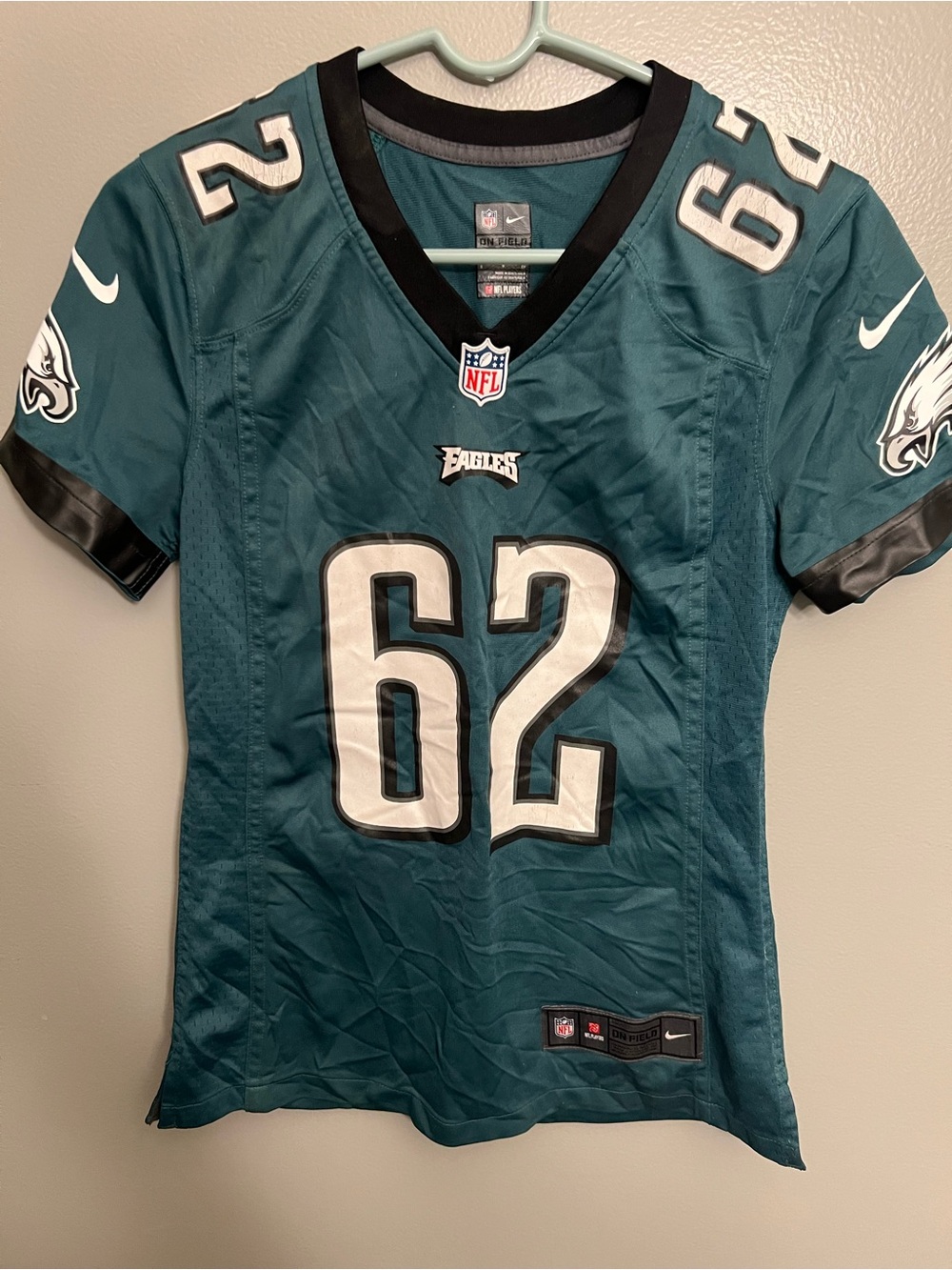 Nike Women's Eagles Teal #62 Football Jersey with White & Black Accents